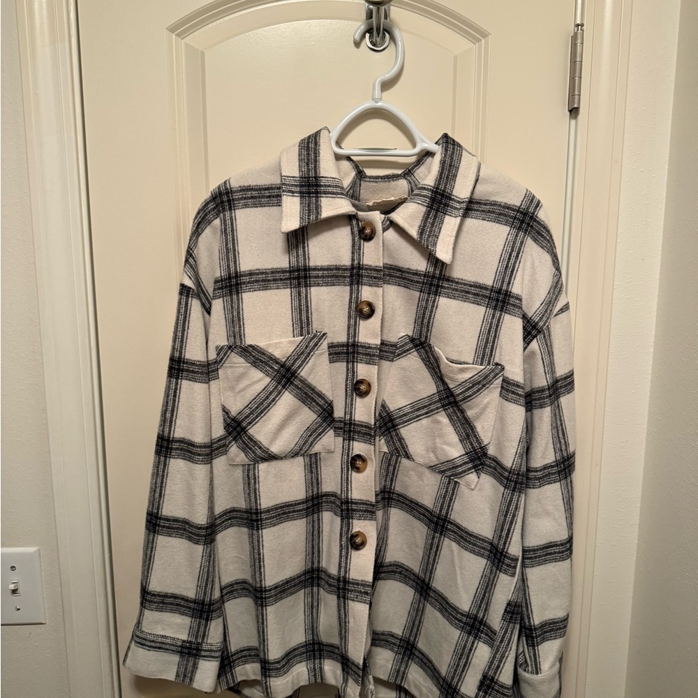 Plaid Button-Up Flannel Shirt